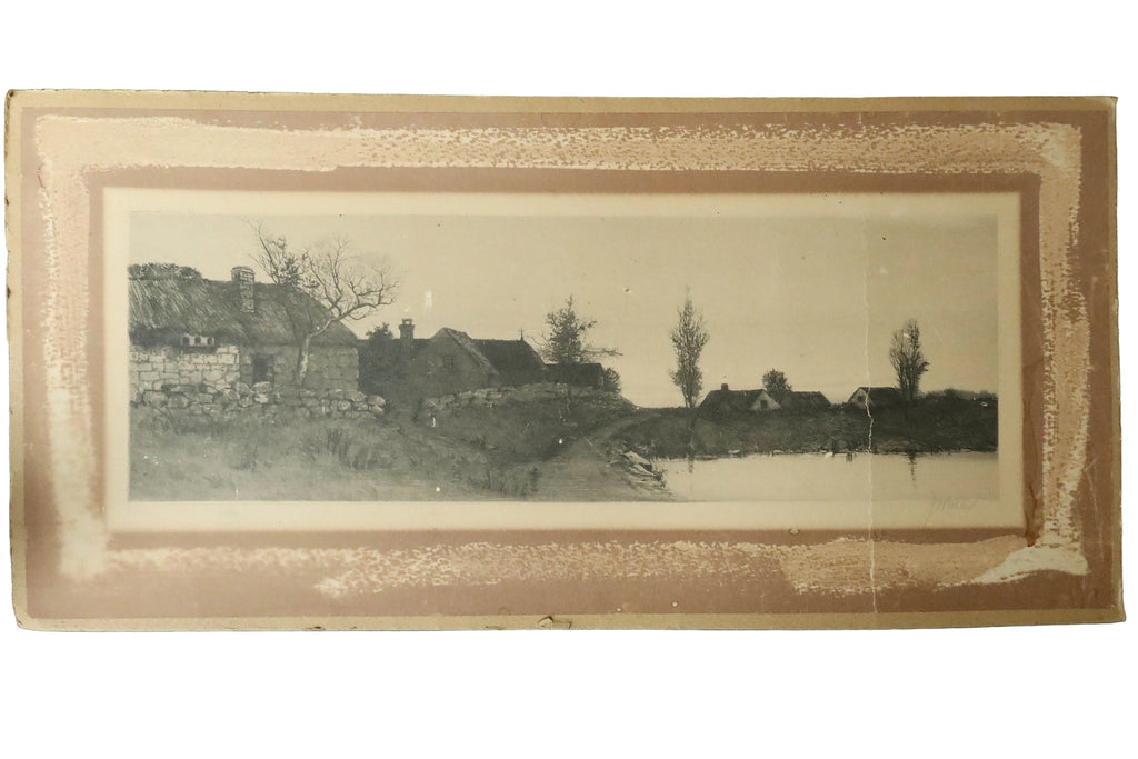 Antique 1890 Countryside Etching by Alfred J. Haller