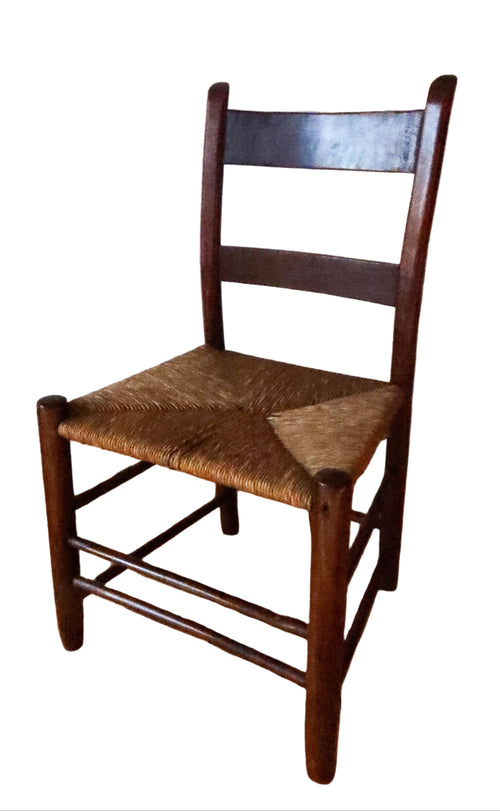 Antique Shaker Chair with Handwoven Rush Seat