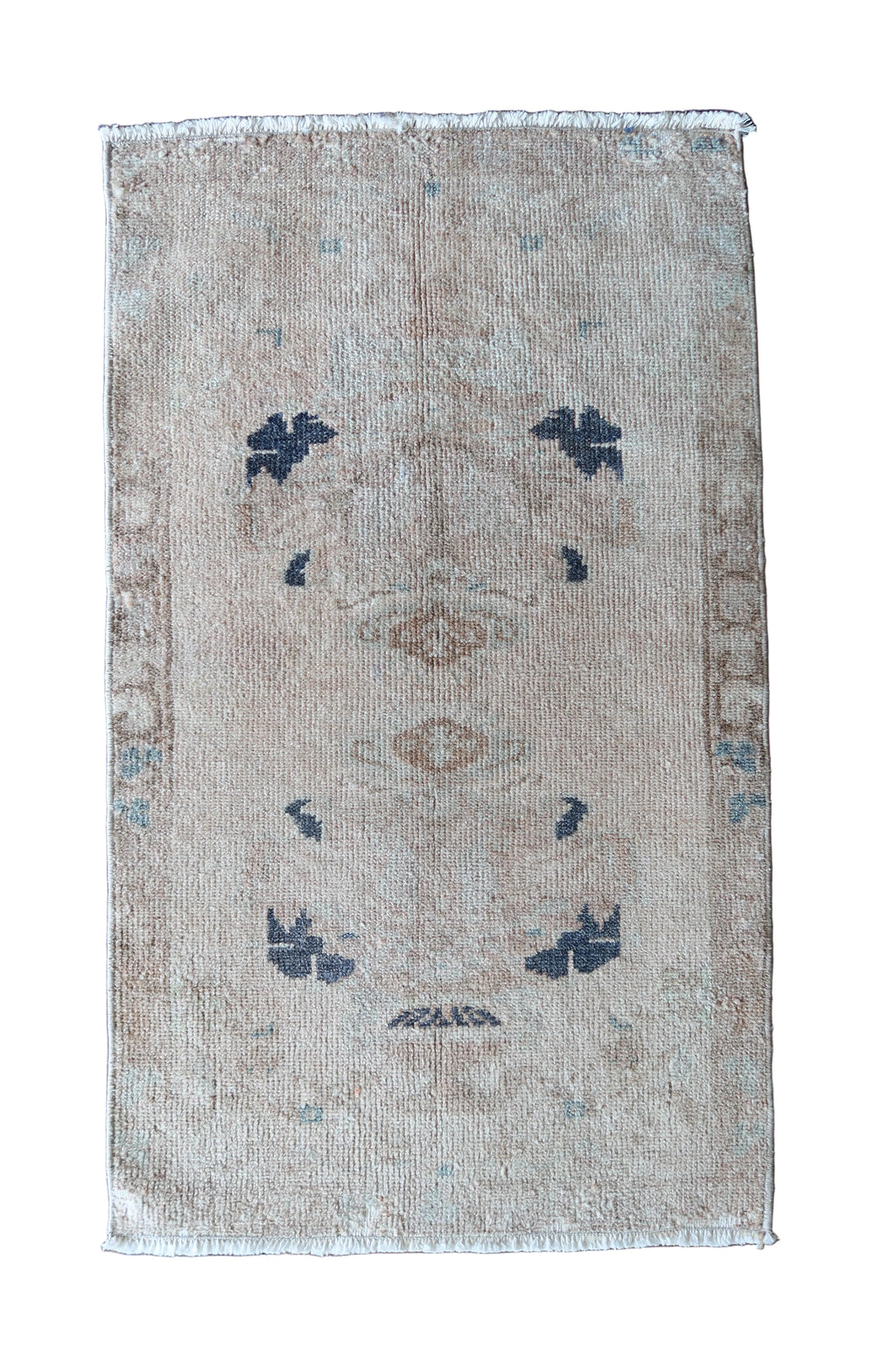Vintage Turkish Mini Rug with Navy