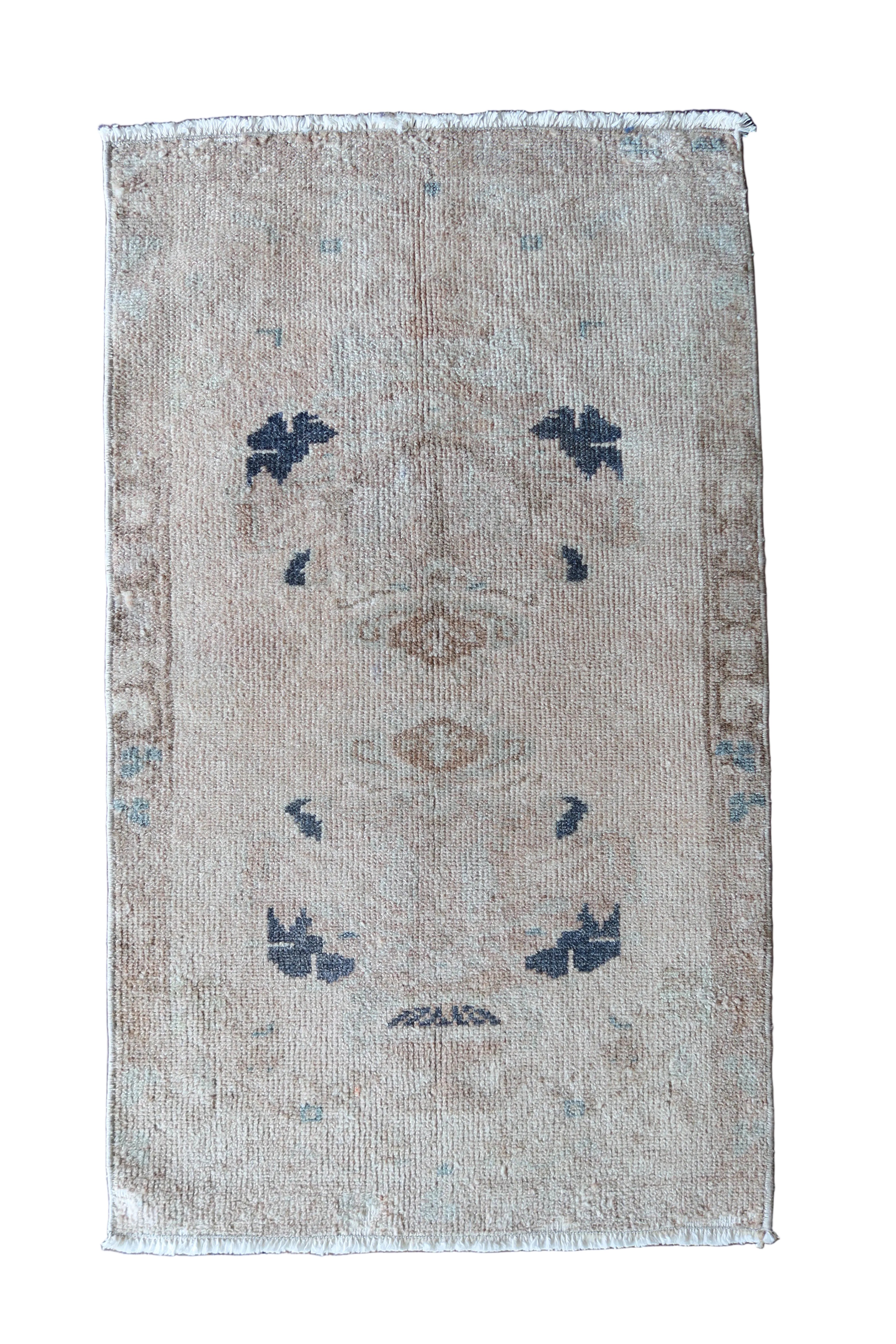Vintage Turkish Mini Rug with Navy