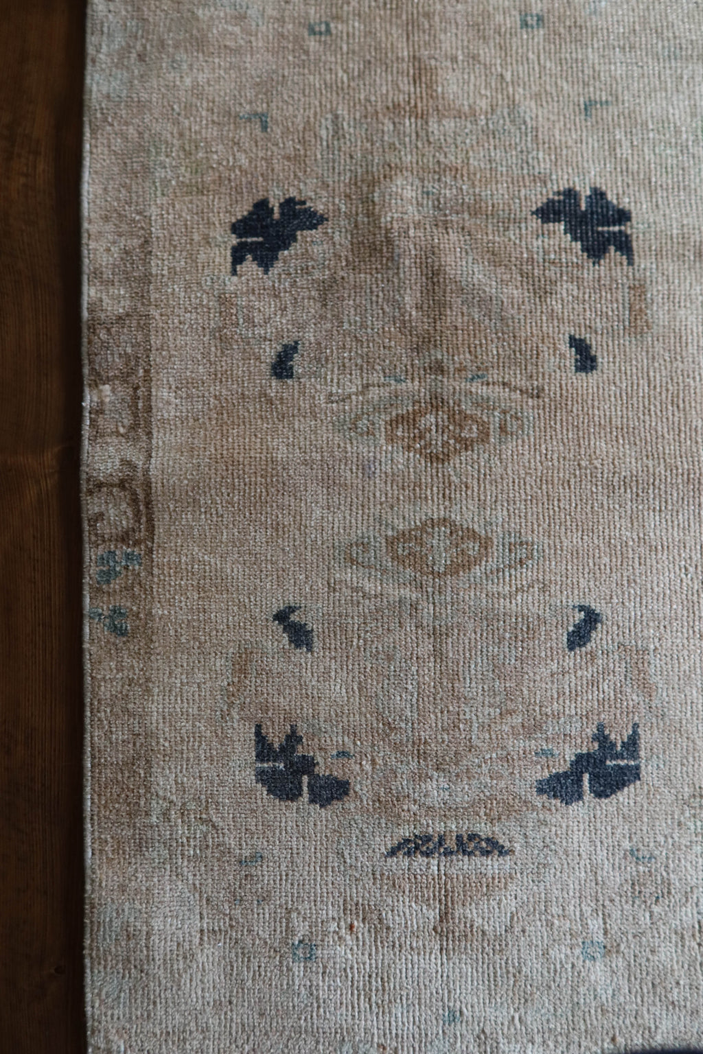 Vintage Turkish Mini Rug with Navy