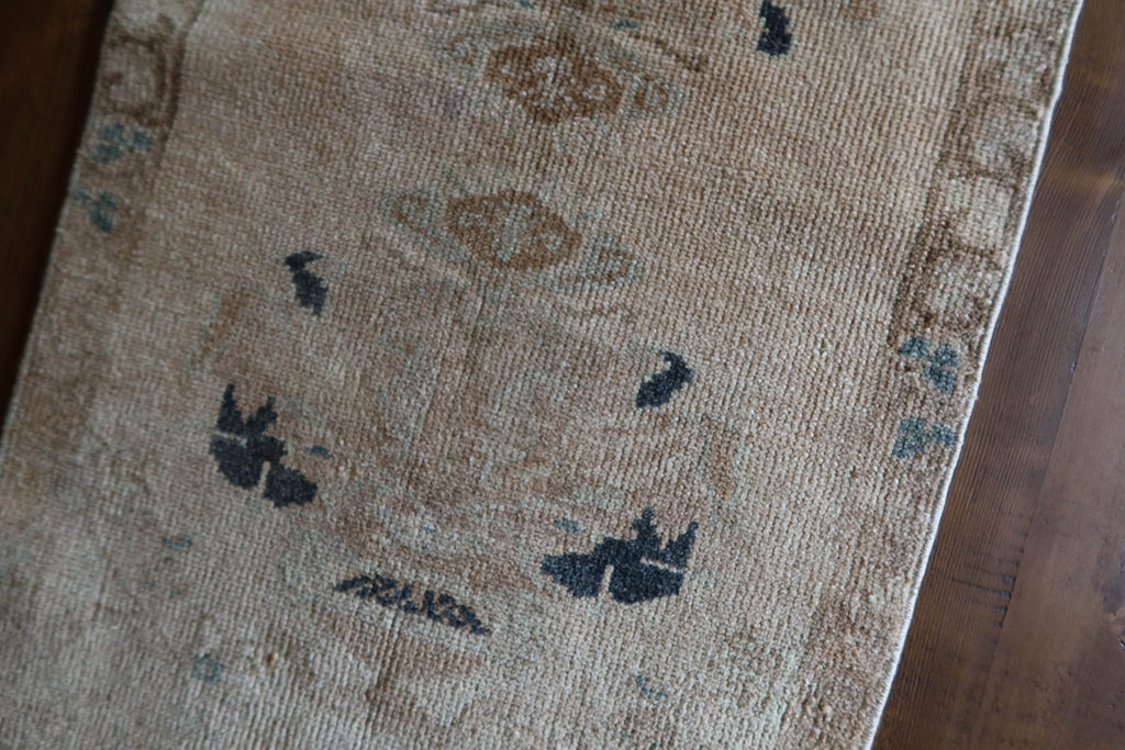 Vintage Turkish Mini Rug with Navy