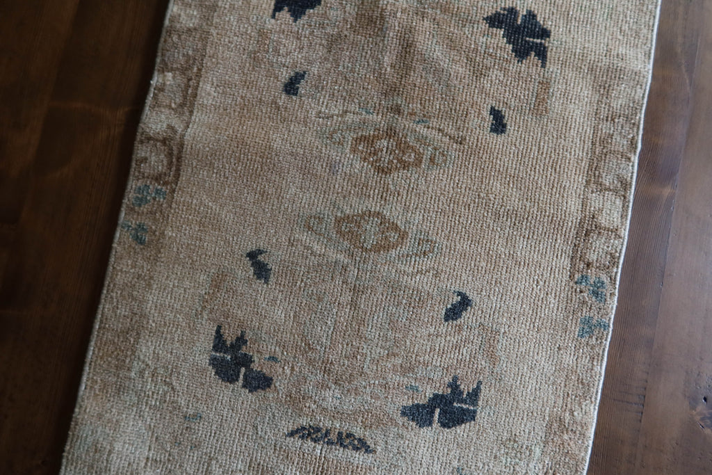 Vintage Turkish Mini Rug with Navy
