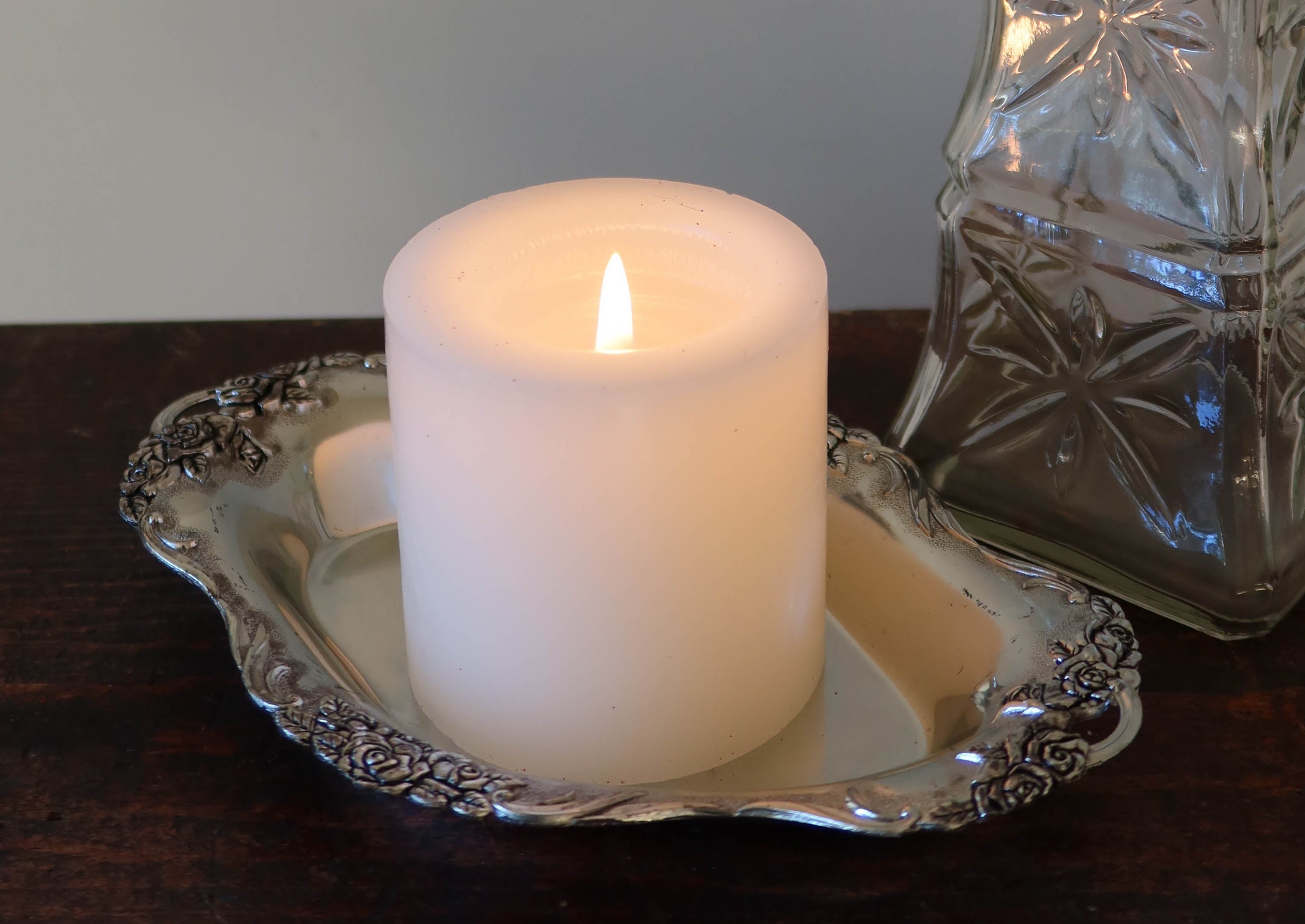 Floral Antique Silverplate Tray