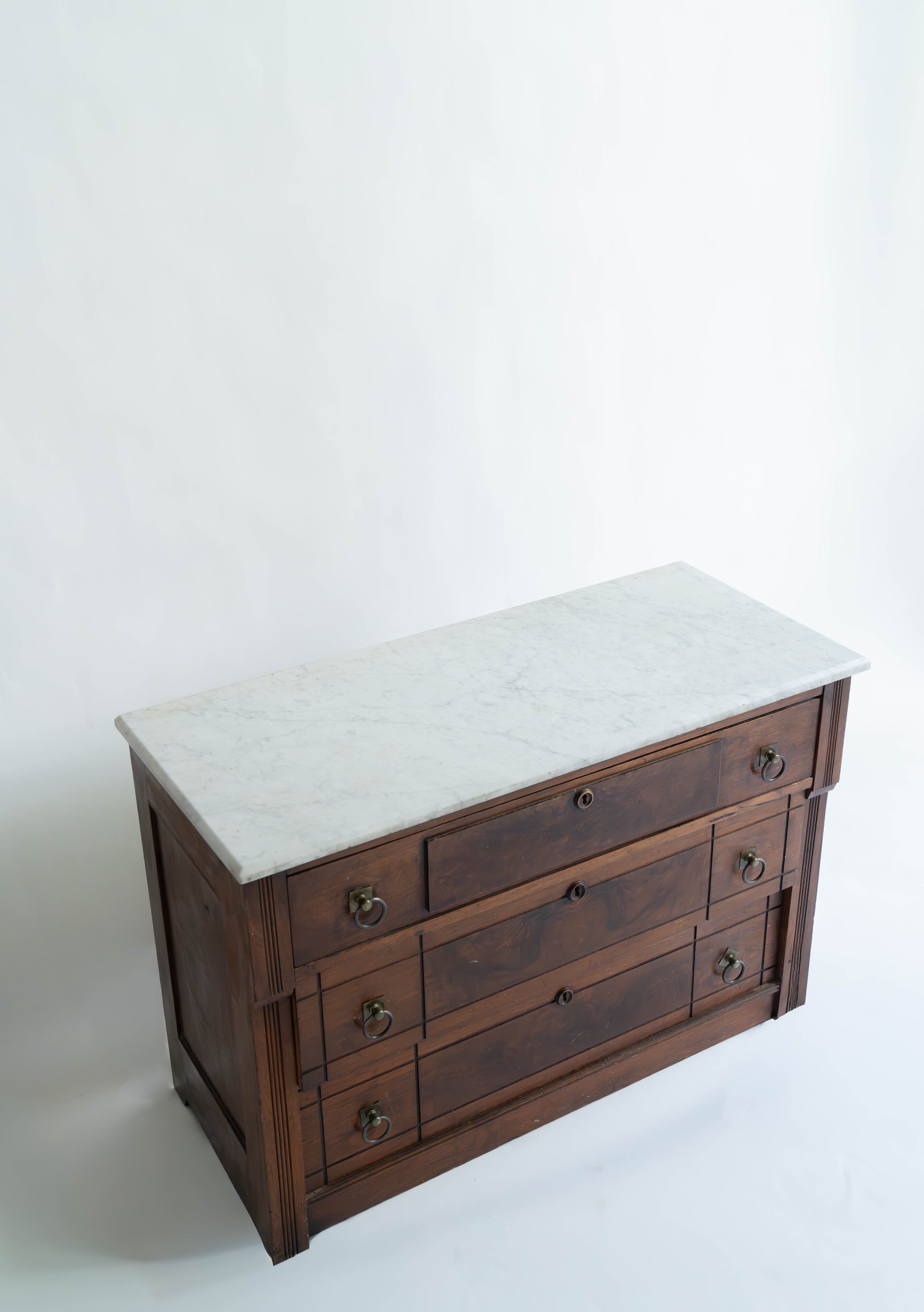 19th Century Antique Eastlake Marble and Walnut Burl Chest