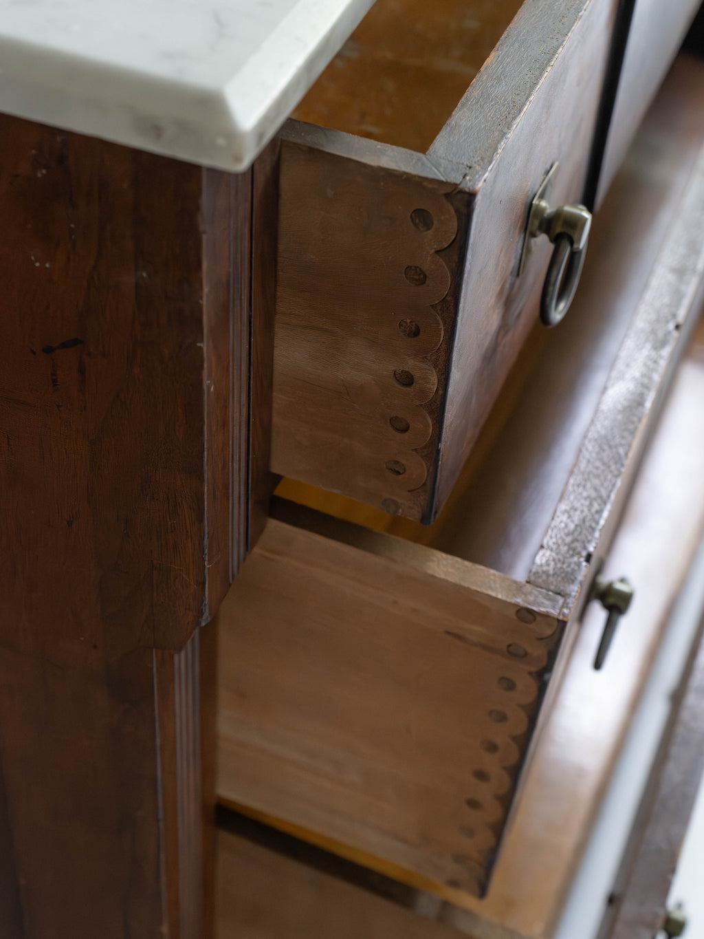 19th Century Antique Eastlake Marble and Walnut Burl Chest