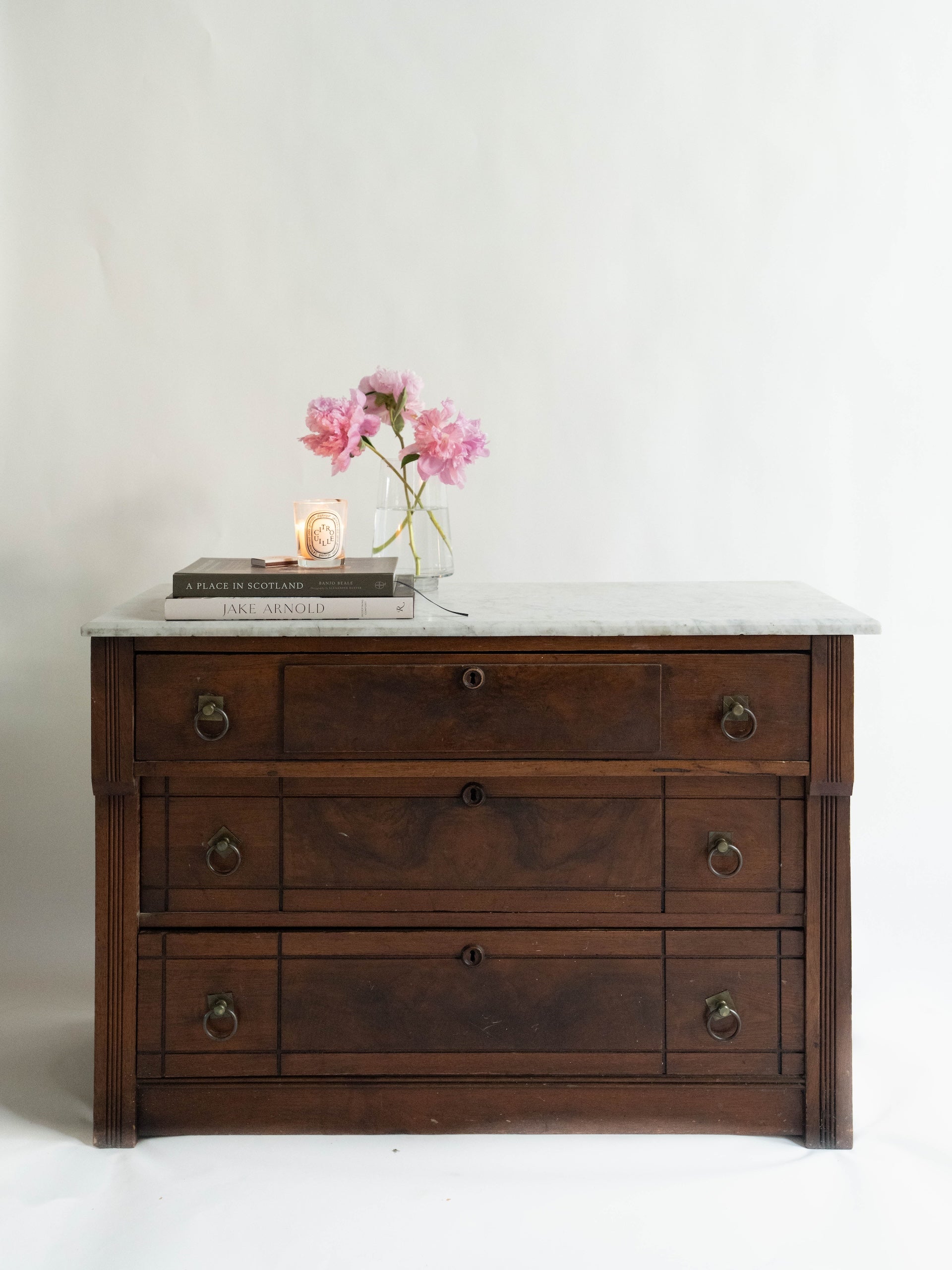 19th Century Antique Eastlake Marble and Walnut Burl Chest
