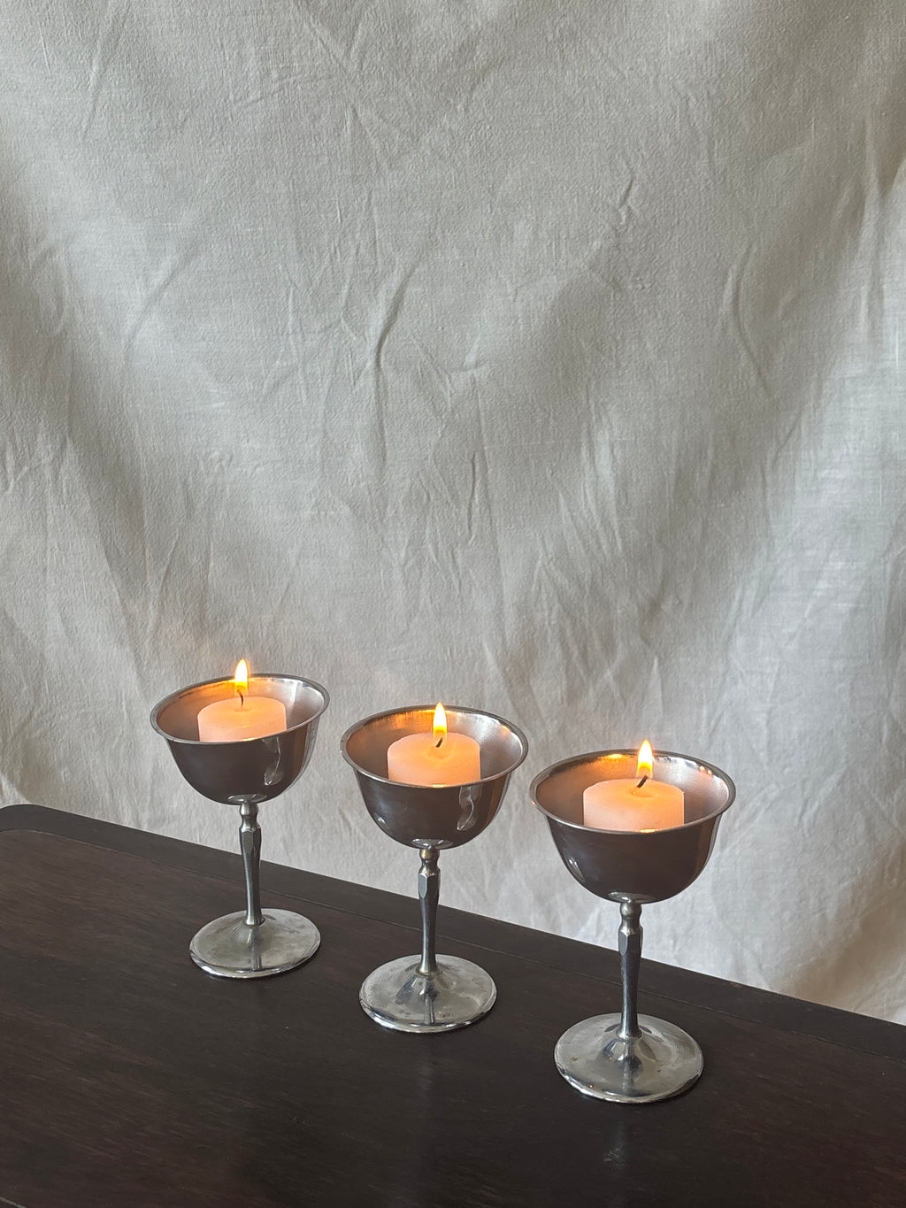 Vintage Set of 3 Silver Goblets
