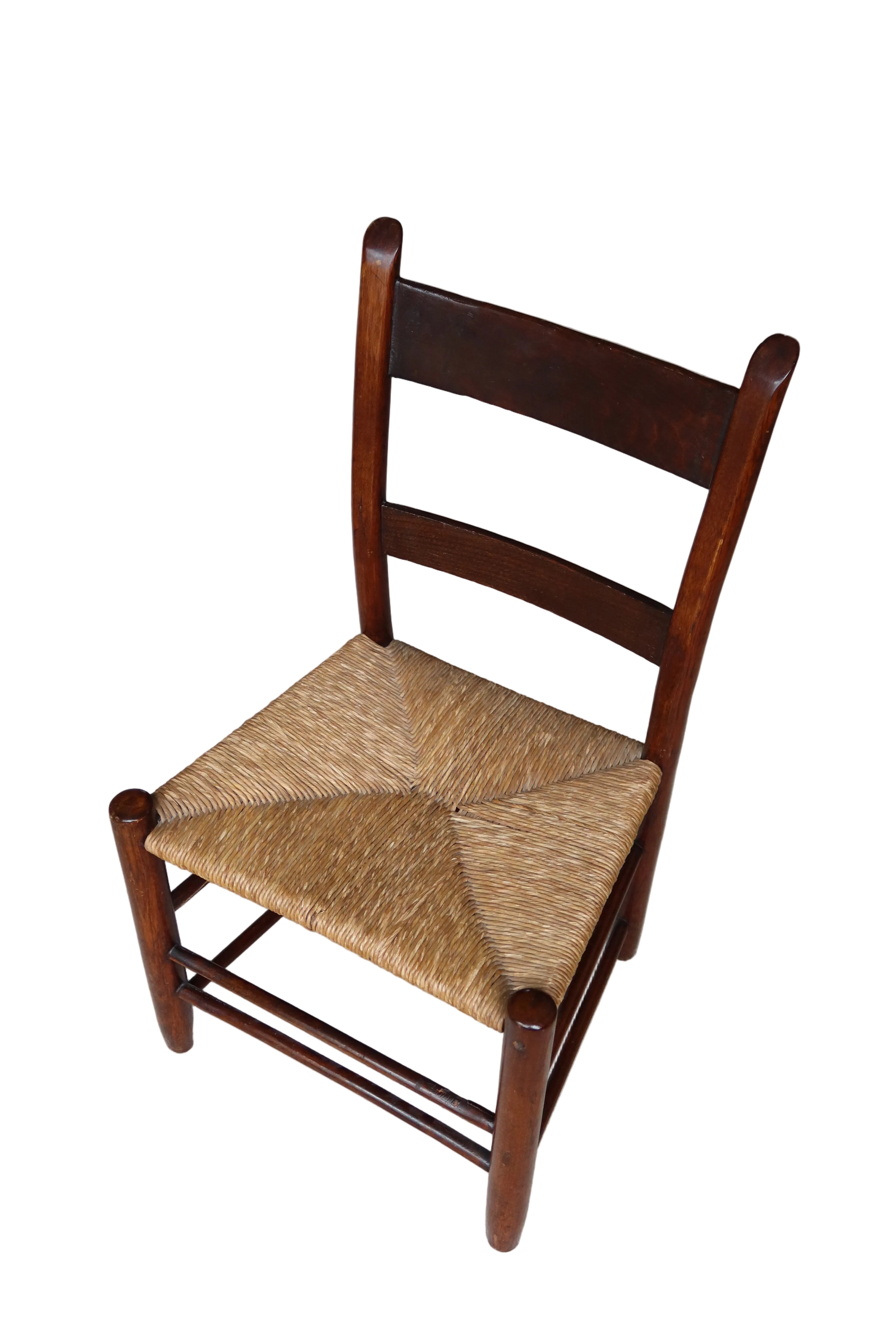 Antique Shaker Chair with Handwoven Rush Seat
