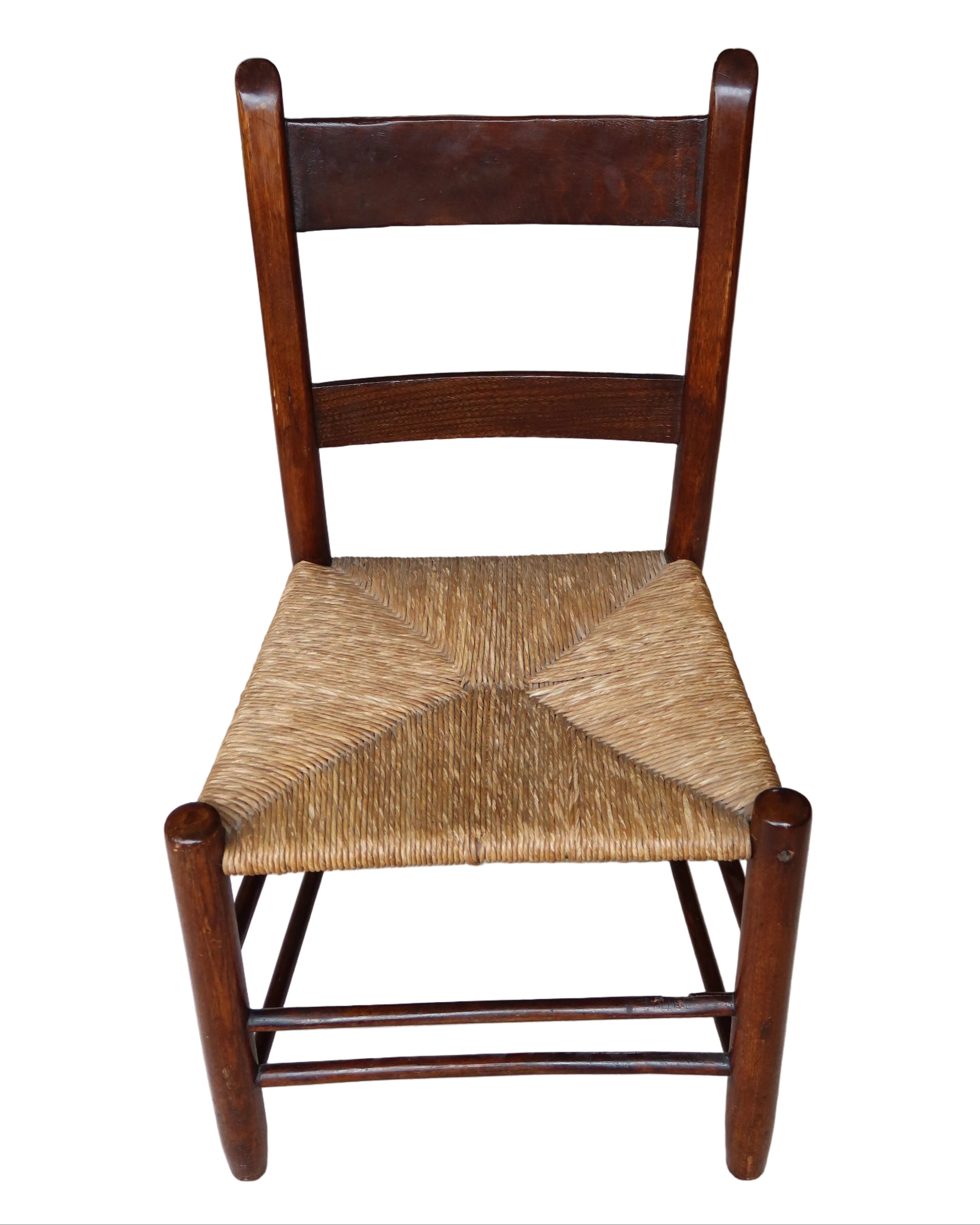 Antique Shaker Chair with Handwoven Rush Seat