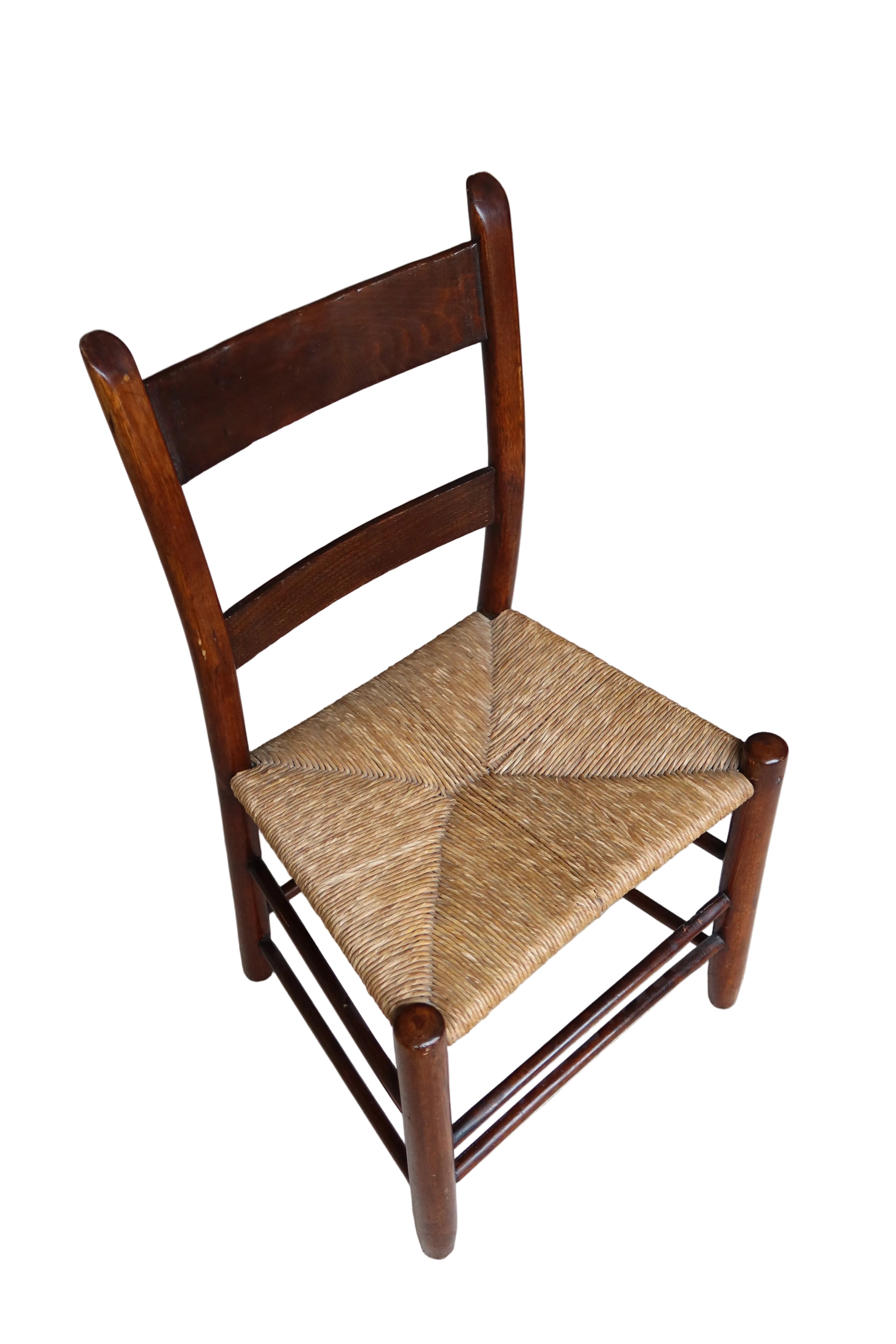 Antique Shaker Chair with Handwoven Rush Seat