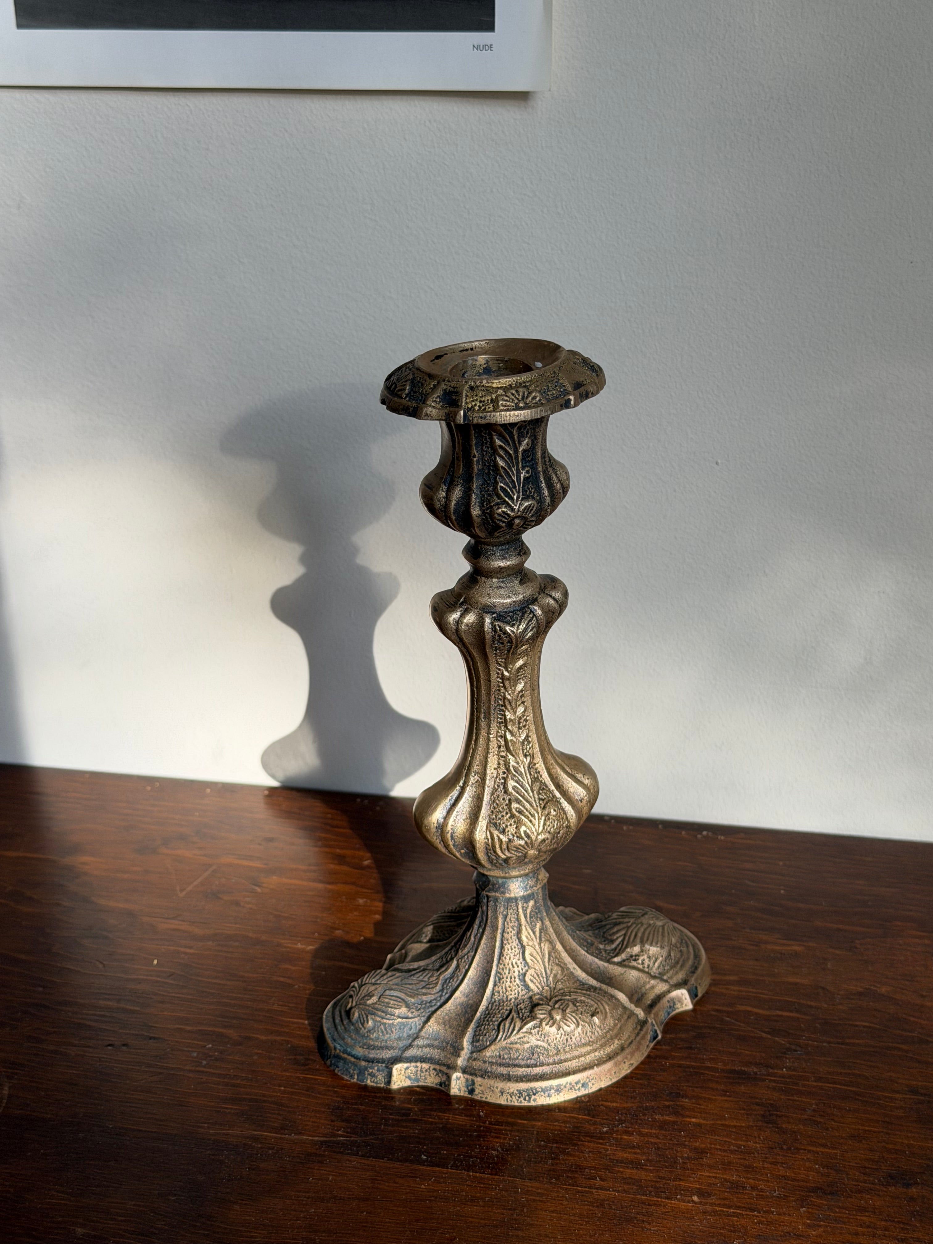 19th Century Baroque Floral Candlestick